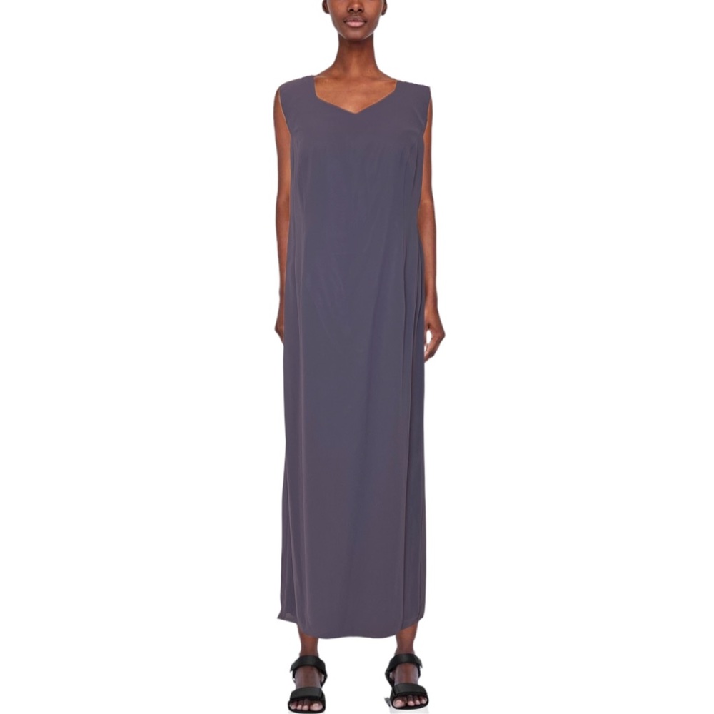 Vintage purple straight full length long dress from 1980s Sleeveless dress